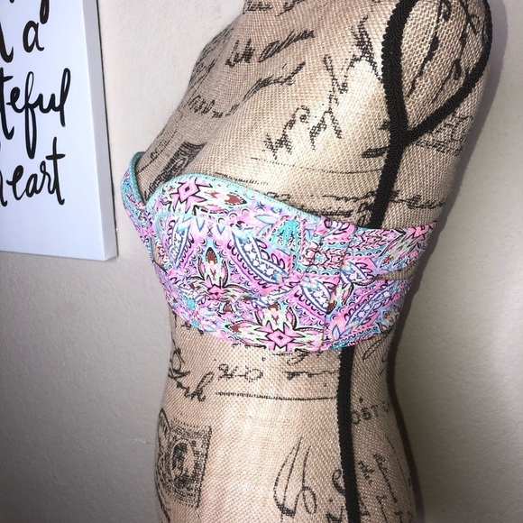 Shade & Shore Paisley Underwire Embroidered Multi Colored Bikini Top Sz 34B - Picture 4 of 6